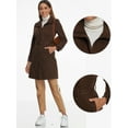 thumbnail image 2 of DARING DIVA Stylish Faux Suede Coat Belted Long Zipper Jacket XS Coffee, 2 of 6