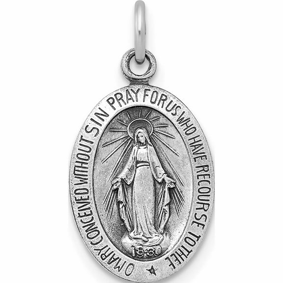 Sterling Silver Rhodium-Plated Miraculous Solid Medal (20 X 10) Made In United States -Jewelry By Sweet Pea