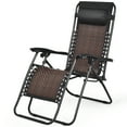 thumbnail image 4 of Patiojoy Brown Folding Recliner Patio Rattan Zero Gravity Lounge Chair With Headrest, 4 of 9