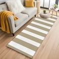 thumbnail image 3 of Brown Striped 2x6 Kitchen Runner Rug, Farmhouse Modern Khaki Stripes Non-Skid Rubber Backing Large Rectangle Rugs - Living Room Bedroom Home Office, Indoor Floor Mat Carpets Washable Rug, 3 of 9