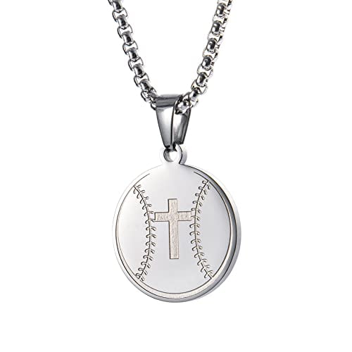 Colentine Baseball Necklace 1 Stainless Steel Baseball Athletes Necklace Engraved Inspiring Philippians 4 13 Verse Jewelry Gifts Silver