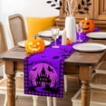 thumbnail image 3 of Table Runner Dresser Scarves 36 Inch Long,Halloween Castle Witch Full Moon Linen Dining Table Runners Purple Black Tree Bat Tabletop Scarf for Wedding Holiday Party Kitchen, 3 of 9