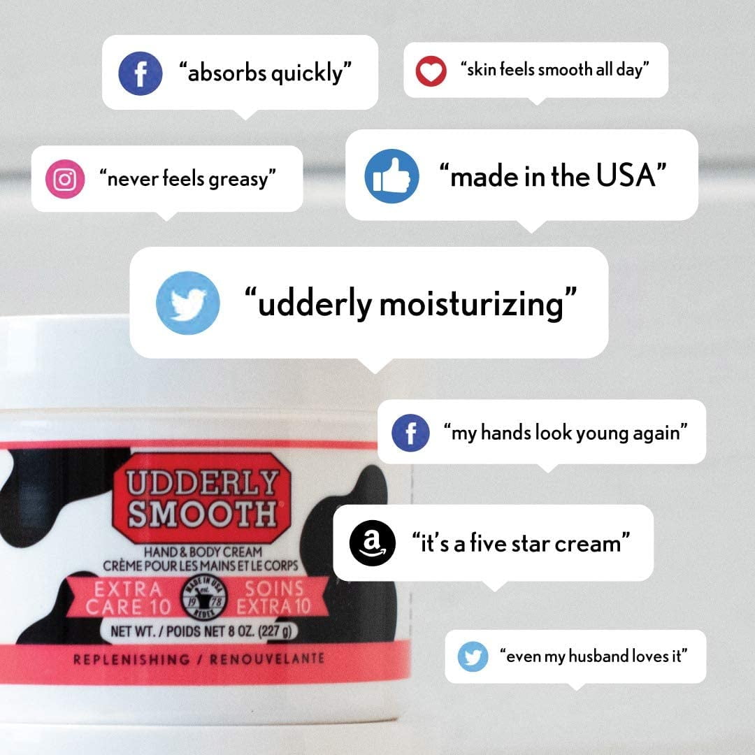 Udderly Smooth Extra Care 10 Hand/Body Deep Moisturizing Cream with 10% Urea, Unscented, 8 Ounce (Pack of 2)