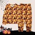 thumbnail image 3 of Toddler Girls Sleepwear Halloween Skeleton Hat Bat Pattern Long Sleeve Crewneck Relaxed Fit 2Pc Sleep Set Summer Autumn Pajama Parties Versatile Homewear,Orange,6-7 Years, 3 of 4