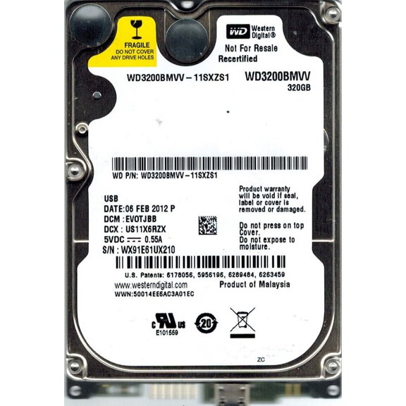 Western Digital WD3200BMVV-11SXZS1 320GB DCM: EVOTJBB