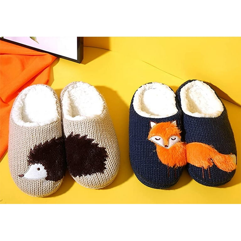 CoCopeaunt Cute Animal Furry Slippers for Women Men Fluffy Faux