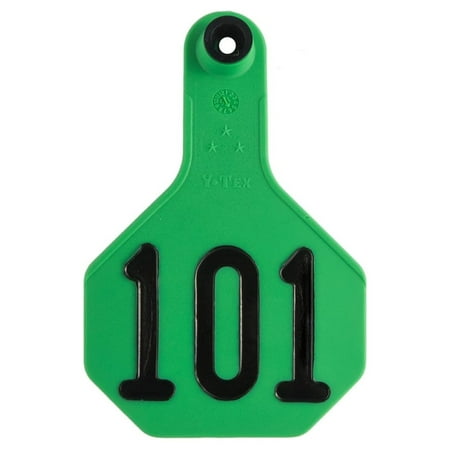 Y-Tex 3 Numbered Cattle Ear 51-75 GREEN 25 Per Package Flexible