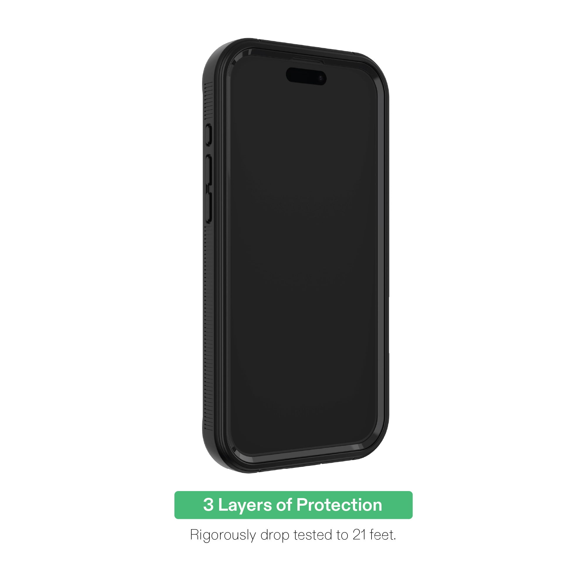 onn Rugged Phone Case with Holster for iPhone 13 Pro Max / iPhone 12 Pro Max - Black