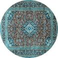 thumbnail image 1 of Ahgly Company Indoor Round Medallion Light Blue Traditional Area Rugs, 4' Round, 1 of 4