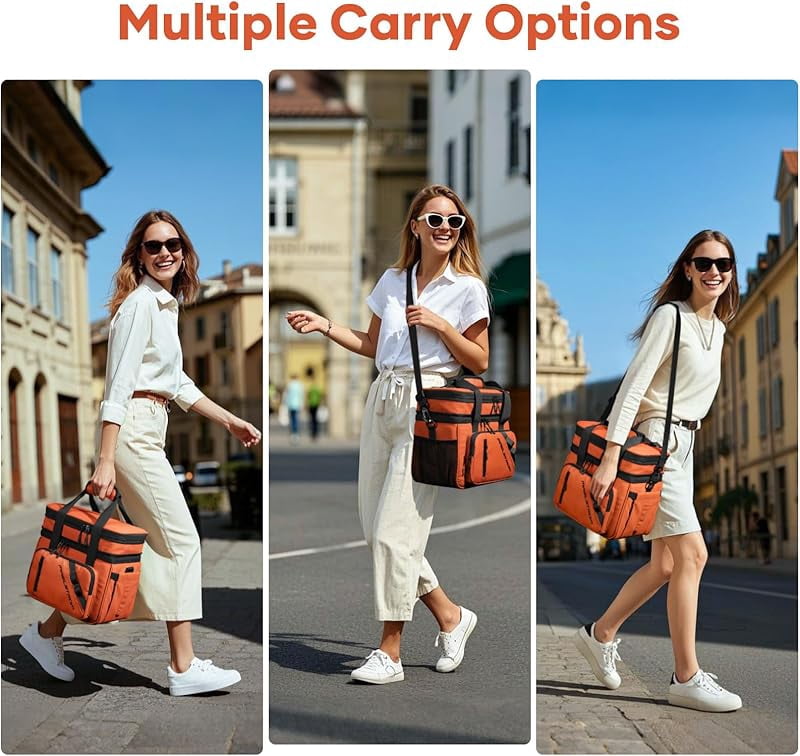 Maelstrom Lunch Box, 20L Insulated Lunch Bag for Men Women, Expandable Double Deck Leakproof Cooler Bag with 6 Pockets, Reusable Lunch Tote Bag for Work, Picnic