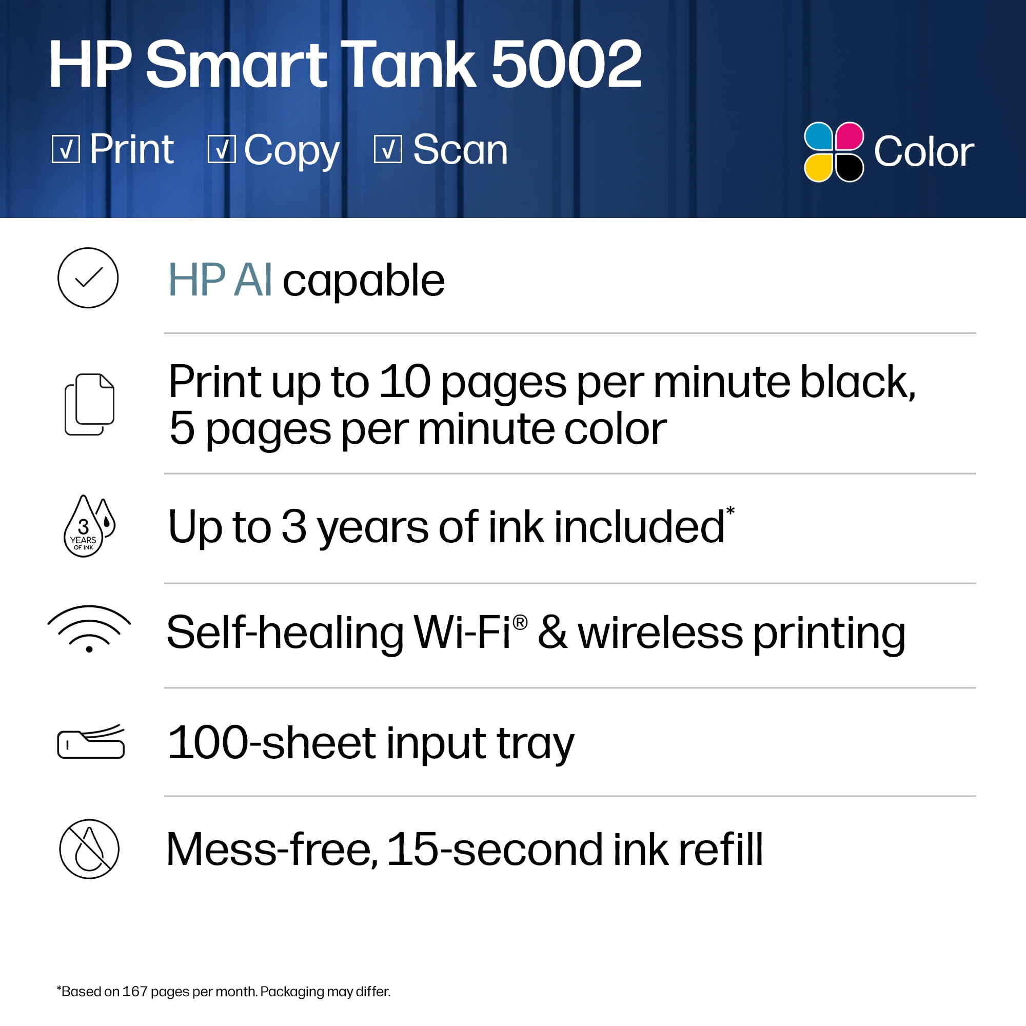 HP Smart Tank 5002 Wireless All-in-One Ink Tank Printer with 2 Years of Ink (Dawn Dusk)