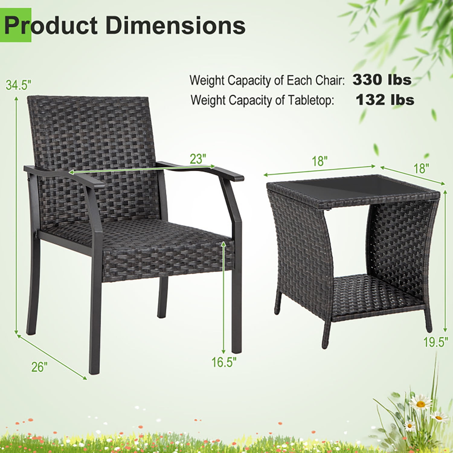 Aimee Lii 3 Pieces Patio Wicker Chair Set with Quick Dry Foam Cushions, Outdoor Patio Furniture Set Aimee Lii 3 Pieces Patio Wicker Chair Set with Quick Dry Foam Cushions, Outdoor Patio Furniture Set