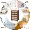 thumbnail image 5 of Patiojoy Freestanding Wooden Dresser Chest Storage Cabinet with 5 Rattan Drawers Walnut, 5 of 5