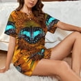 thumbnail image 4 of Daiia Butterfly Alighted On Sunflowers Pattern Womens Pajama Sets Short Sleeve Pajamas for Women Sets Soft Lounge Sets Casual Round Neck Sleepwear PJS-4X-Large, 4 of 7