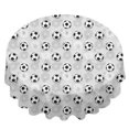 thumbnail image 2 of Football and Hexagon Gray Pattern Round Tablecloth 70"x70", Wrinkle Resistant Wipeable Table Cover for Kitchen Dining Room Picnic Patio and Party, 2 of 6