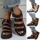 thumbnail image 1 of Zapatos de mujer, sandalias planas de estilo deportivo, hebilla de cinturón para mujer, suela gruesa, sandalias romanas planas de fondo suave para mujer # dyh506White37, 1 of 3