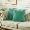 thumbnail image 2 of FY FIBER HOUSE Pack of 2 Comfy Corduroy Corn Granules Throw Pillow Covers Soft Decorative Square Cushion Pillowcase for Couch Sofa Bed 16 X 16 Inch, Pine Green, 2 of 5