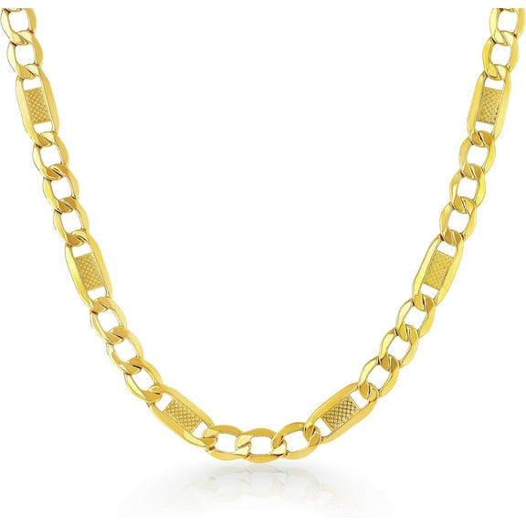 Floreo 10k Yellow Gold 5mm Lite Figaro Bar Chain Necklace