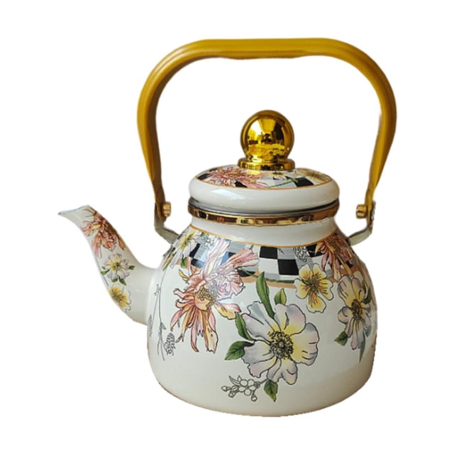 Tetera de esmalte, hervidor de agua caliente, diseño clásico retro, tetera resistente de 1,2 l, cafetera para cocina, hogar, oficina, agua caliente. Estilo C