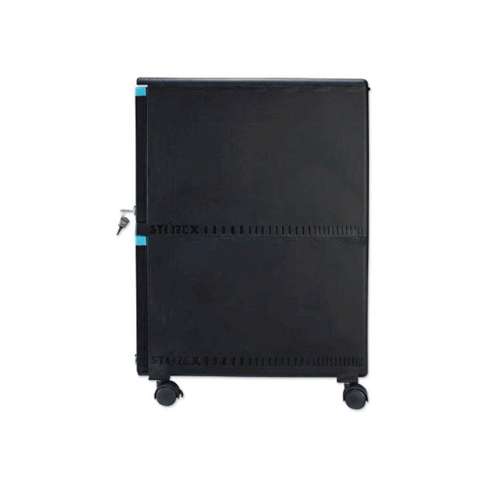 Storex 2-Drawer Mobile File Cabinet, 18-3/8" x 14-7/8" x 26", Teal/Black