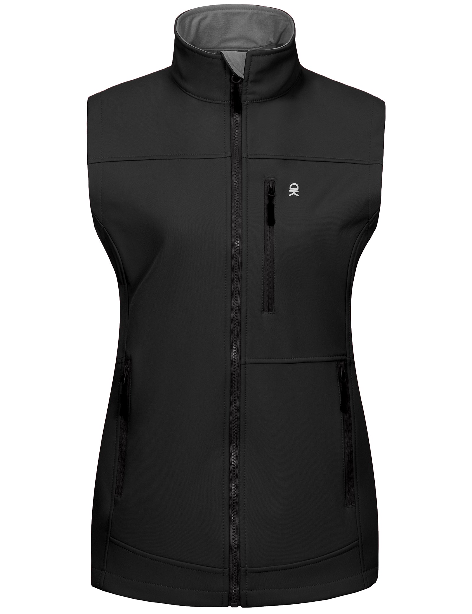 Little Donkey Andy Lightweight Softshell Vest for Women Fleece Lined Outerwear Zip Up Sleeveless Casual Windbreaker Jacket for Golf Hiking Running Jogging Outdoor Travel, Black Large