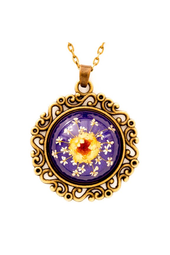 Flower Necklace Classic Orb Purple-Orange