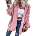 thumbnail image 3 of Women's Oversized Cardigan Sweater Front-Open Knitted Lantern Long Sleeve Thick Jacket, 3 of 6