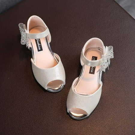 

QISIWOLE Baby Girls Diamond Bow Princess Shoes Soft Sole Fish Mouth Sandals Clearance