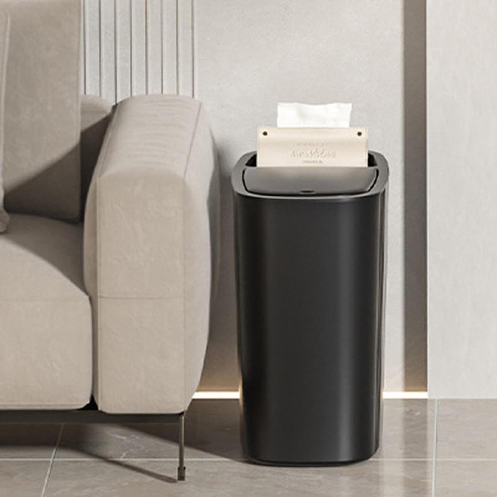 TISHITA Bathroom Trash Can Small Compact Slim Garbage Bin for Home Laundry Household black