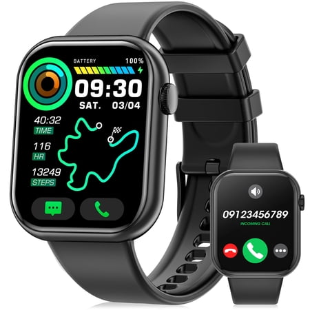Mingdaln 2025 New 1.85-inch Men Women's Smartwatch with Answer Make Calls/120+Sports Modes/10 Days Standby, IP68 Waterproof Fitness Tracker fits for Android Iphone Devices,perfect gift ( Black)