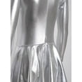 thumbnail image 5 of YONGHS Kids Girls Shinny Metallic Ice Skating Dress Long Sleeve Leotard Dancewear Silver 14, 5 of 7