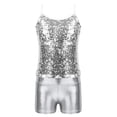 thumbnail image 3 of Yeahdor Kids Girls Sparkly Sequined Tank Top with Metallic High Waist Shorts Set for Dance Stage Performance Silver 10, 3 of 7