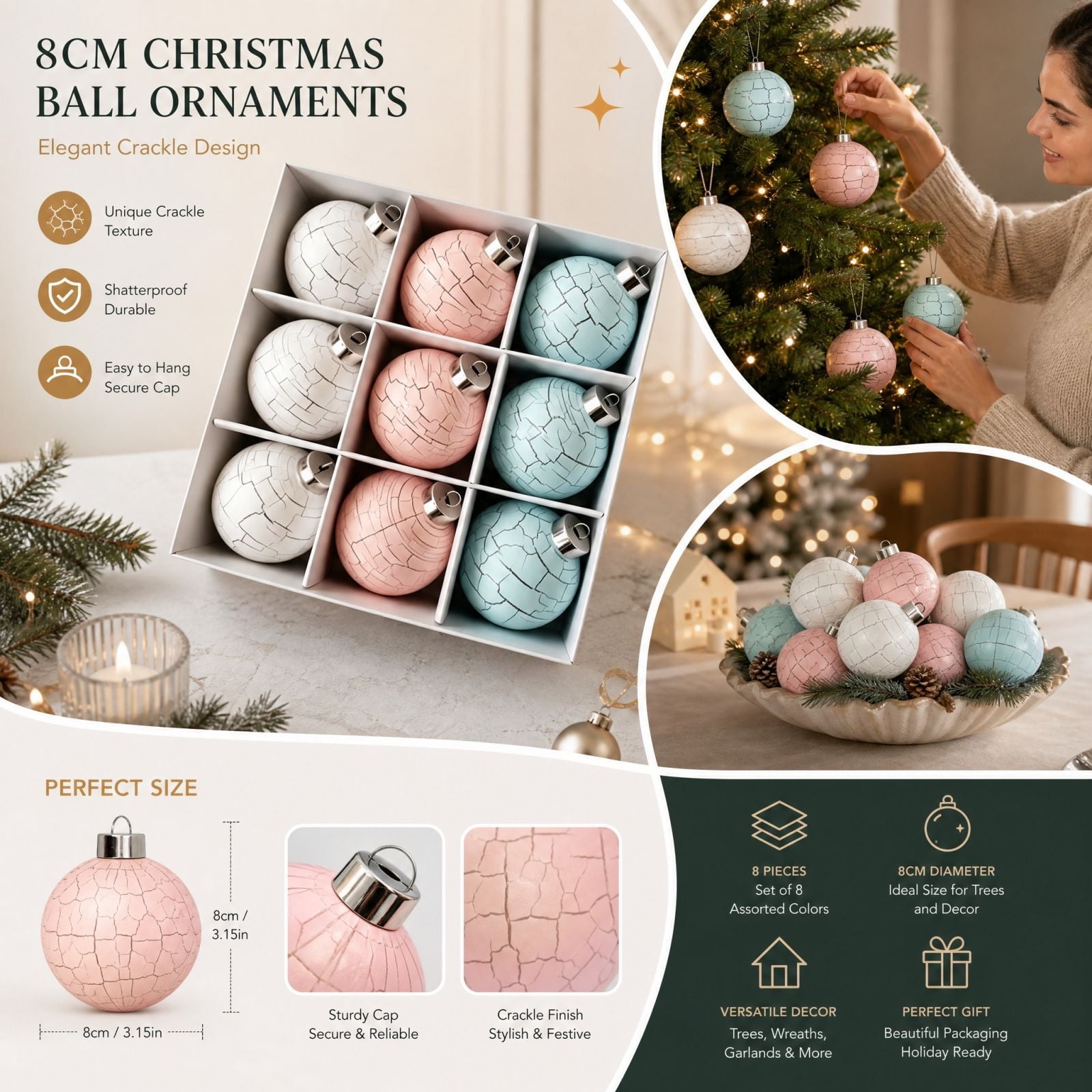 Christmas Ball Ornaments Set B Hanging Tree Decorations for Holiday Party Home Office Wreath Garland and Seasonal Indoor Outdoor Christmas Decor