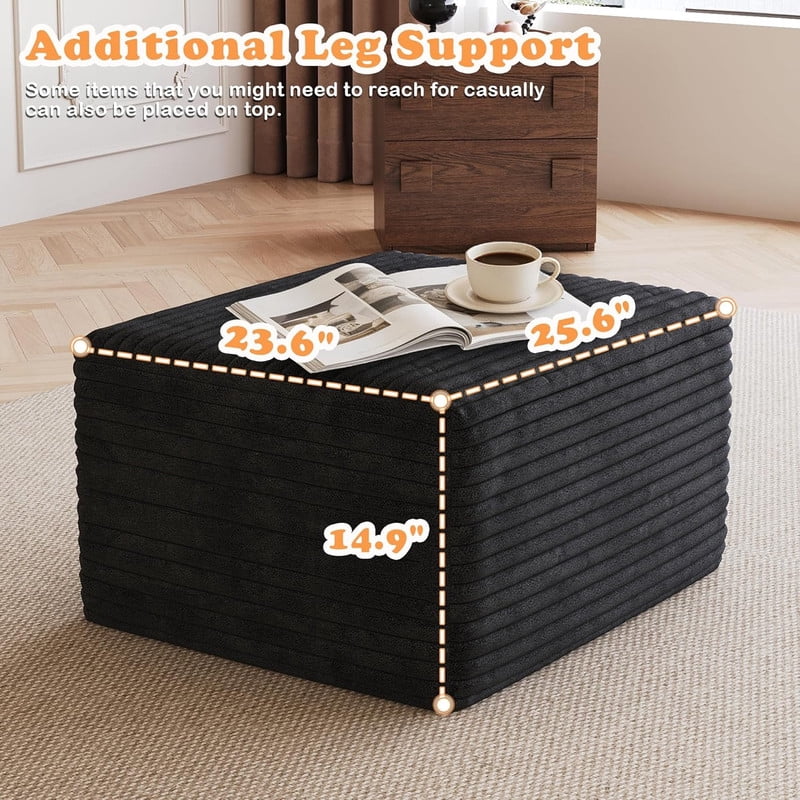 94'' Cloud Sectional Sofa with 2 Ottomans, Modular Upholstered Sofa Couch with Deep Seat, Plush Corduroy Fabric U Shaped Sofa for Living Room, Left Facing Chaise