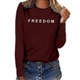thumbnail image 2 of Freedom Shirts for Women Long Sleeved Patriotic Letter Prints T Shirt With Round Neckline Outdoor Activities Casual Loose Fit Daily Wear, 2 of 3