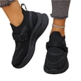 thumbnail image 5 of HTHLVMD Slip-On Knit Sneakers, Velcro Strap Athletic Shoes, Women's Comfortable Sporty Shoes, Shoes Tennis Running Walking Shoes Lightweight Breathable Athletic Sneakers, Black 5.5, 5 of 5