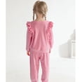 thumbnail image 3 of GYRATEDREAM Girls 2 Piece Outfits Kids Velour Sweatsuit Fall Tracksuits Ruffle Long Sleeve Pullover Sweatpants Clothing Sets, 3 of 9