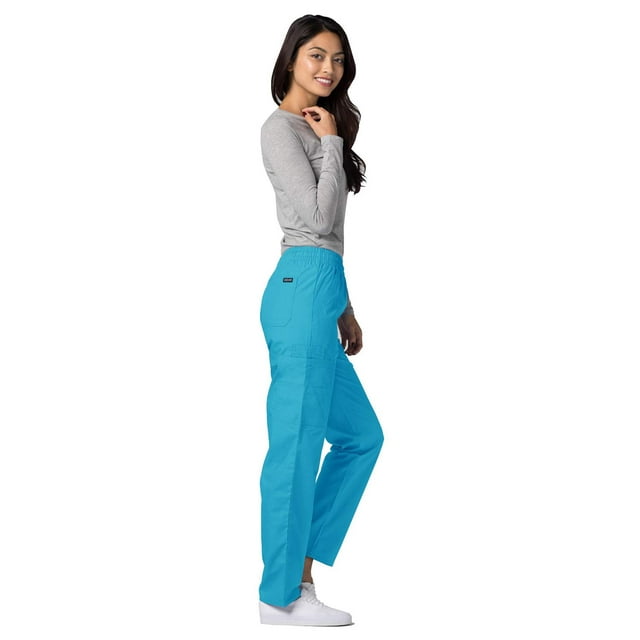 Adar Pantalon de Sarrau Cargo Fuselé Universel pour Femmes, Taille Élastique, Popeline Durable, Noir