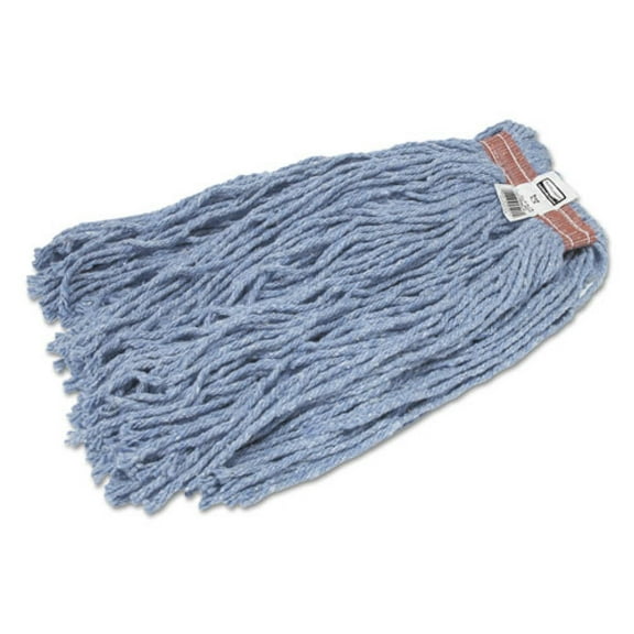 Rubbermaid Commercial Cut-End Blend Mop Head Cotton/Synthetic Blue 20 oz 1-in. Headband 12/Carton