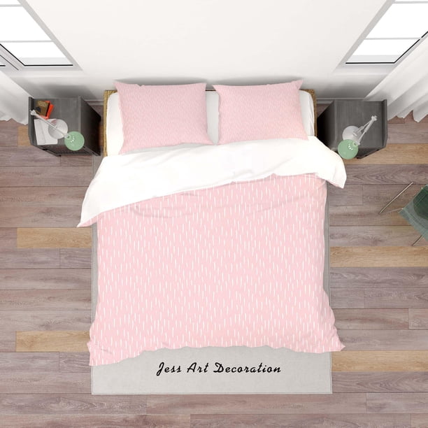 3D Pink Line Pattern Quilt Cover Set Ropa de cama Set Funda Nórdica Fundas de almohada Sf07