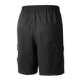 thumbnail image 3 of JTieacloth Summer Beach Mens Shorts Male Cargo Pants Solid Color Pocket Tie Sports Shorts Summer Pants,Black, 3 of 5