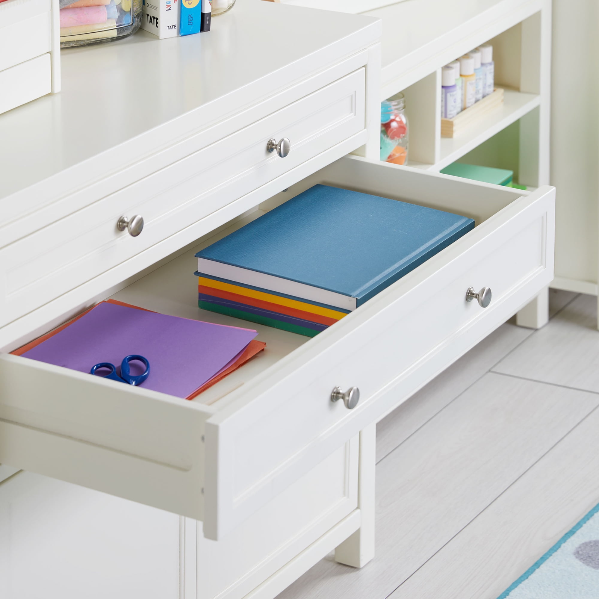 Martha Stewart Crafting Kids' Artwork Storage - White, Wooden Art Supply  Storage Cabinet with Drawers, Crafting Organization for Paper and Tools 
