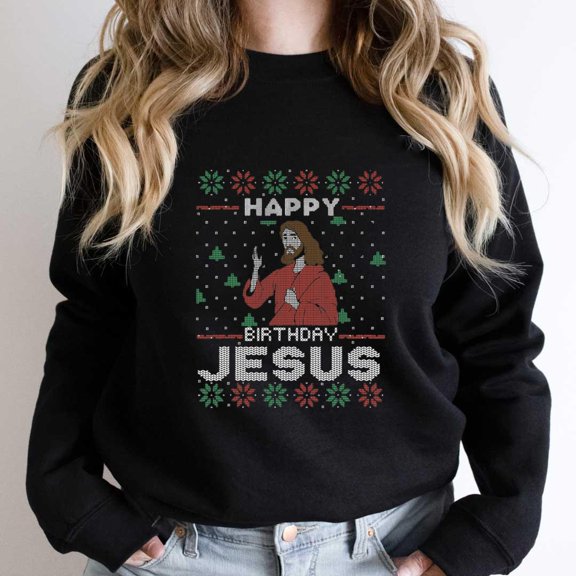 Birth Of God Christ Christian Funny Ugly Christmas Jesus Holiday Graphic - Fan Favorite SW11308 Unisex Sweatshirt, Up to Size 5XL