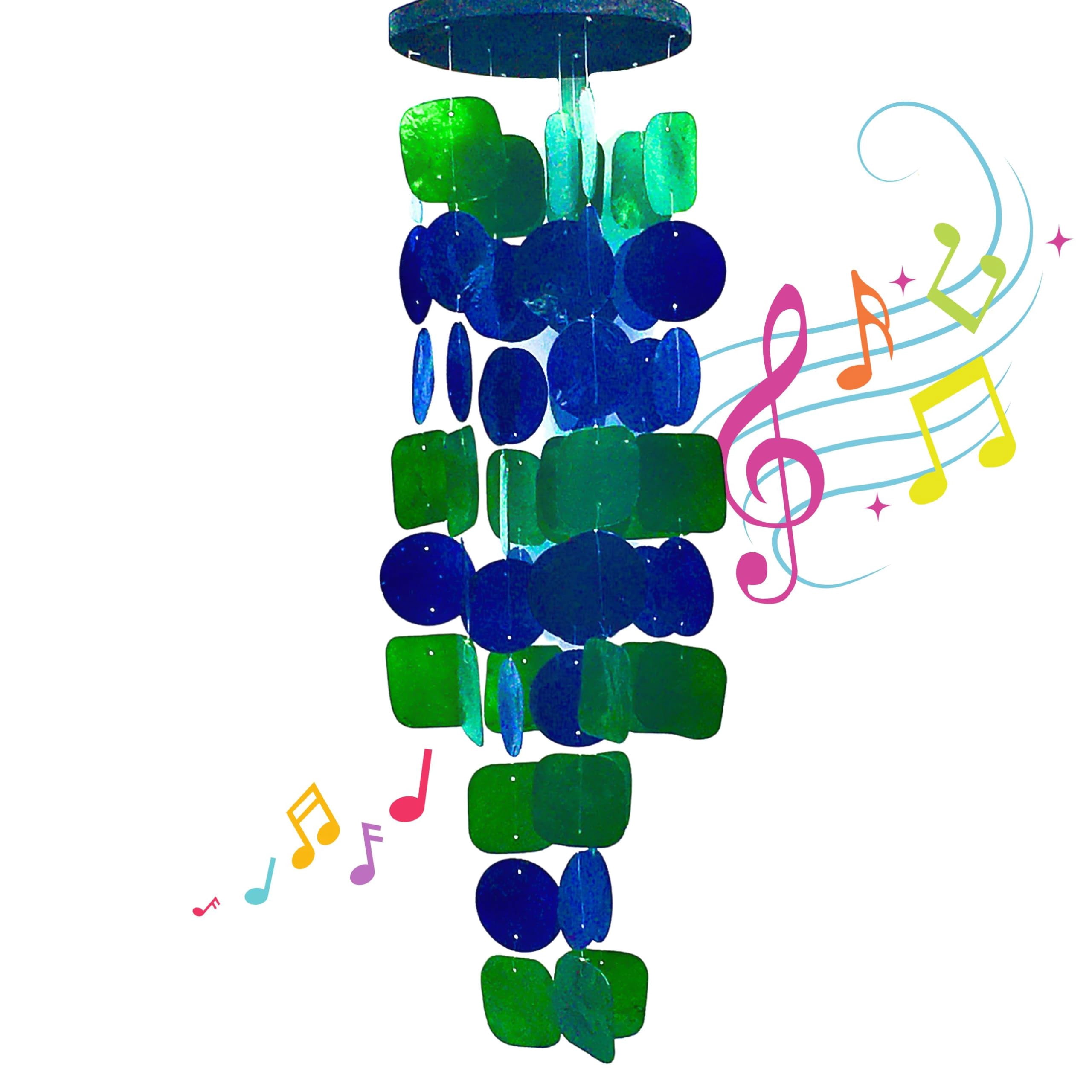 24858 Wind Chimes Outdoor  Garden Decorations Musical Indoor/outside Windchimes Beach Breeze Gifts For Mom Gift All Occasions Capiz Sea Glass Shells Wood 27 Inch Green Blue