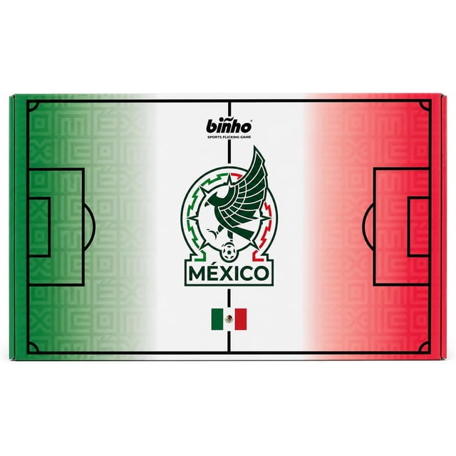 Binho Board Classic Board Game Mexico National Team (Green) Edition - 2-Player Fast-Paced Finger Flicker Pinball Family Board Games - Portable Tabletop Sports Game Set for Any Occasion