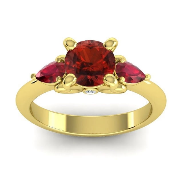 2.50 Carat Round Shape Garnet & Red Ruby Gemstone Beautiful Engagement Ring for Ladies Solid 14K Yellow Gold Size 8 by Diamond-Capitals