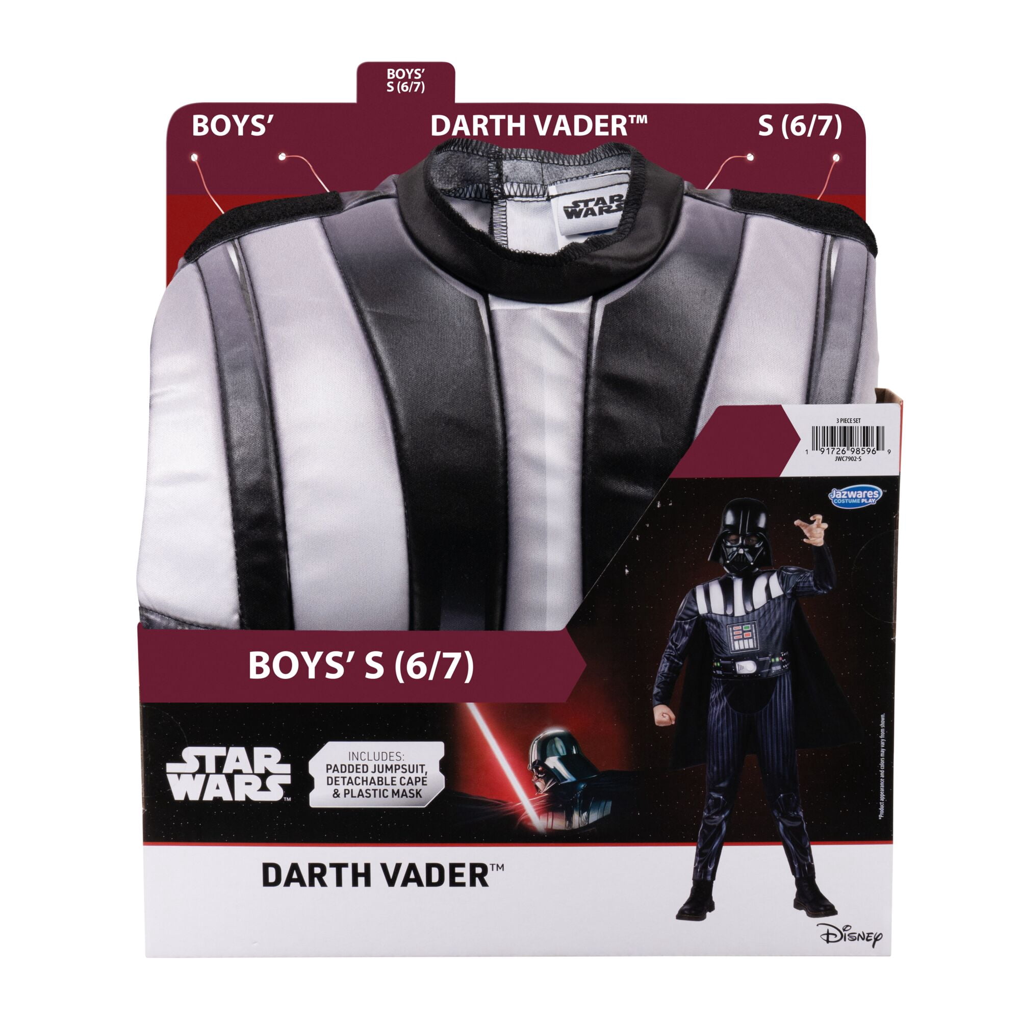 Star War's Darth Vader Halloween Costume for Chilren, Boy's Size S (6/7), by Jazwares