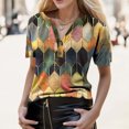 thumbnail image 2 of Gibobby Blusa Casual Para Mujer Camiseta de manga corta con cuello estampado para mujer, blusa de verano con cuello en V para mujer（Amarillo， L), 2 of 3