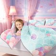 thumbnail image 3 of meiyoeat Glitter Watercolor Mermaid Tail Twin Comforter Sets 2pcs,Pastel Shell Starfish Print Bedding Set,Pink Aqua,Pink Reversible,1 Comforter and 1 Pillowcase, 3 of 6