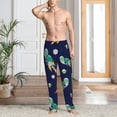 thumbnail image 5 of Uemuo Astronaut Dinosaur and Space Pattern Men's Wide Leg Palazzo Lounge Pants with Pockets Light Weight Loose Comfy Casual Pajama Pants-, 5 of 9